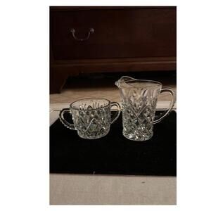 Vintage Anchor Hocking flat open sugar bowl and creamer